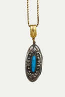 Vintage Sterling & Turquoise Oval Locket Necklace